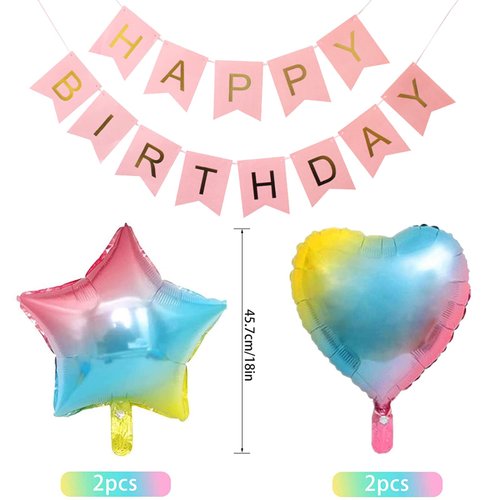 8th Birthday Decorations for Girls Gradient color Age 8 Birthday Balloons with Happy Birthday Banner for Baby showers Eighth Birthday Party Supplies for Girls Boys (8th-Birthday)