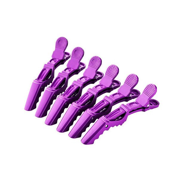 BEINY 6Pcs Plastic Non Slip Hair Clips - Professional Hairdressing Styling Sectioning Clips - Salon Alligator Clips for Thick Hair - Haircut Accessories Hairgrips for Women Girls (Purple)