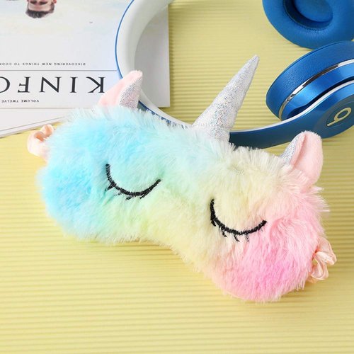4 Pack Cute Animal Unicorn Sleep Mask for Girls Cute Unicorn Horn Soft Plush Blindfold Sleep Masks Eye Cover Eyeshade for Kids Girls Teens Women Plane Travel Nap Night Sleeping