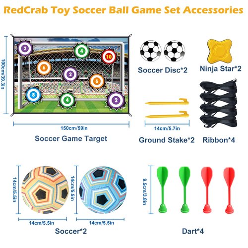 RedCrab Soccer Ball Game Set for Kids, Soccer Practice Equipment for Toddlers, Soccer Toys with 2 Football, 1 Flannel Target, Soccer Ball Game Indoor Outdoor Backyard for Kids Birthday