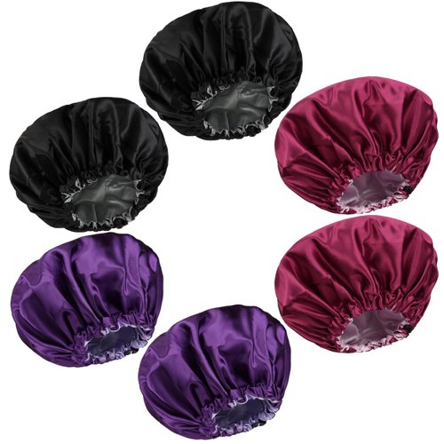 6 Pieces Reversible Silk Bonnet for Women Satin Bonnet Hair Wrap for Sleeping Cap with Tie Band(BBP)