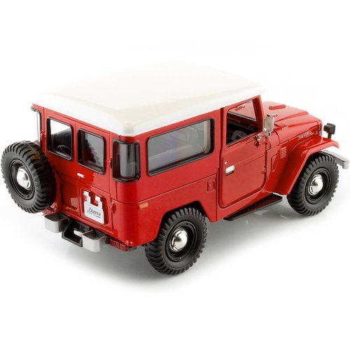 FJ40 Land Cruiser Red with White Top 1/24 Diecast Model Car by Motormax 79323r