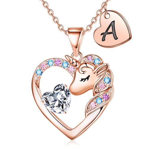 IEFIRCH Unicorn Birthday Decorations, Unicorn Gifts for Girls Unicorn Necklace for Girls Jewelry A Initial Necklaces for Teen Girl Gifts Unicorn Gifts for Girls Age 6-8 Birthday Gifts for Girls