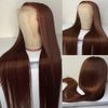 sdamey 13x6 Straight Wigs Chocolate Brown Transarent HD Lace Front Wigs Human Hair with Baby Hair 180 Density Straight Glueless Wigs Pre Plucked Hairline 4# Brown Color (26 Inch, 4 Brown)