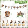 Mpanwen Jungle Safari Birthday Party Decorations, 127 Pcs Zoo Safari Animal Theme Party Supplies for Baby - Backdrop, Banner, Cake, Cupcake Toppers, Palm Leaves