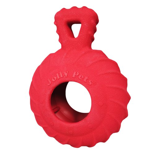 Jolly Pets Tuff Treader Dog Toy with Handle, 6 Inches, Red, Model:JTR23, All Breed Sizes