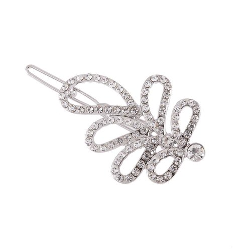 Pearl Hair Clips, Handmade Rhinestones Hair Barrettes, Hollow Geometric Crystal Hair pins, Wedding Hairpin Hair Accessories for Women Girls Brides