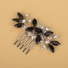 BERYUAN Crystal Rhinestone Hair Comb Handmade Rhinestone Crystal Beads Wedding Comb Teardrop Rhinestone Headpiece Rhinestone Side Comb for Wedding Women (black)