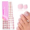 Toe Nail Tips Press on, 240 Pcs White French Toenail Press Ons Square Pre-applied Tips Primer & Base Coat, Light Weight False Nails for DIY （15 Sizes ）