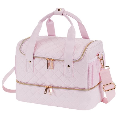 VOFIpremiAm Nail Polish Organizer Case Fits 1 Nail Lamp and 50 Bottles,Pretty Nail Bag Organizer Case with Side Pockets for Nail Polish Remover,Manicure Tools (Patented,Bag Only)-Pale Pink