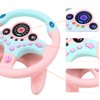 deAO Children's Car Steering Wheel Simulator Car Steering Wheel Key Ring with 360° Rotation, Sound and Light Functions (Pink)