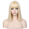 WildCos Short 14 Inches Colorful Bob Wigs Heat Resistant Fiber Synthetic Wigs Straight Hair With Bangs for Women (Blonde)