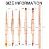 JERCLITY 5pcs Rose Gold Alloy Double-Ended Nail Art Brushes Set Nail Lace Brushes Round Flat Gel Builder Brush Nail Carving Pen Nail Liner Brush 3D Painting Brush Nail Design Tools for Acrylic Nails