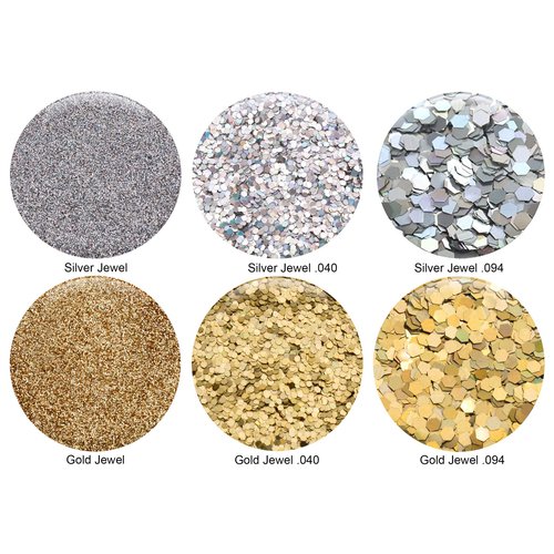 GLITTIES - (6PK) - Holographic Gold & Silver Glitter Kit - Solvent Resistant & Great for Nail Art Polish, Gels, Acrylics Supplies - Quality Glitter Made in the USA! - (60 Grams)