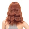 SWACC Short Curly Wavy Bob Wig with Bangs Synthetic Medium Shoulder Length Hair Wig for Women with Wig Cap (Dark Copper Red)