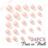 Artquee French Tip Press On Nails Short Clear Nude Oval Designs False Nail White Edge Glossy Reusable Stick on Nails Manicure for Women Fake Nails Art in 12 Sizes - 24pcs Nail Kit