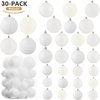 Wironlst Christmas Ball Ornaments - 30pcs Shatterproof Plastic Christmas Ornaments Hanging Ball Decorations for Xmas Tree, Holiday, Wedding, Party (Multi-Size, White)