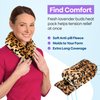 SunnyBay Microwave Heating Pad, Microwavable Heated Neck and Shoulder Wrap, Soothing Weighted Moist Heat or Ice Pack with Flaxseed and Lavender, FSA HSA Approved, 26x5 Inches, Leopard