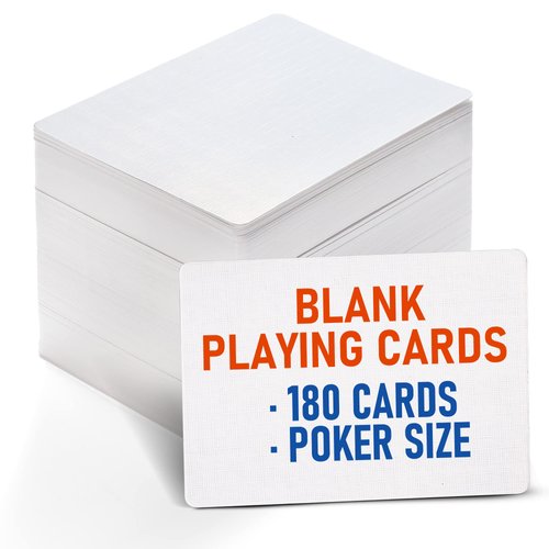 LotFancy Blank Playing Cards, 180PCS White Blank Index Flash Cards to Write on, Printable, Study Learning Cards, DIY Gift Card, Game Cards, Matte Finish, Poker Size, 2.5" x 3.5"