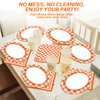 QOUBAI Gingham Oval Paper Plates 11inch Orange and White Checkered Plates and Napkins, Dish Tray for Fall Party Thanksgiving Party Supplies BBQ Picnic Carnival Baby Shower Birthday Tableware, 25 Guest