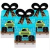 Big Dot of Happiness Smash and Crash - Monster Truck - Square Favor Gift Boxes - Boy Birthday Party Bow Boxes - Set of 12