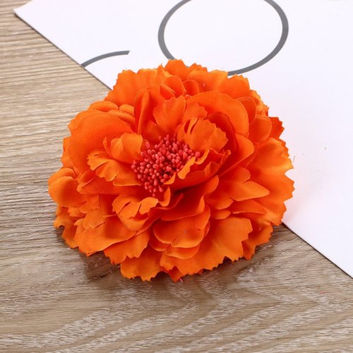 TOKIMMASH Boho Peony Flower Hair Clip for Fashion, Party & Wedding, Orange-red, Women's Hair Accessory, 11 cm (width) x 2 cm (height)