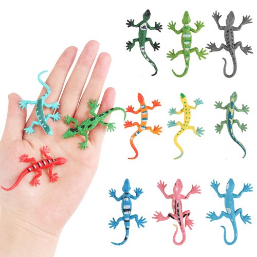 FINGOOO 24 Pcs Mini Lizard Figures, Plastic Assorted Small Lizard Fake Realistic Lizard Toy 2.4 inch for Teens Adults Prank and Prop Party Favors Little Gifts
