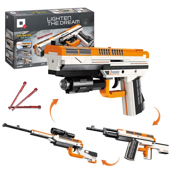 YPYFC Gun Building Block, 3-in-1 Model Kit Building Blocks Gun DIY Can Launch, 272 Pcs Simulation Blaster Building Blocks Military Weapon Building Set for 8+ Years Kids Compatible with Lego Technic