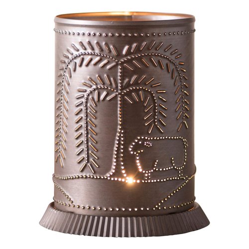 Irvin's Country Tinware Candle Warmer with Willow & Sheep in Kettle Black