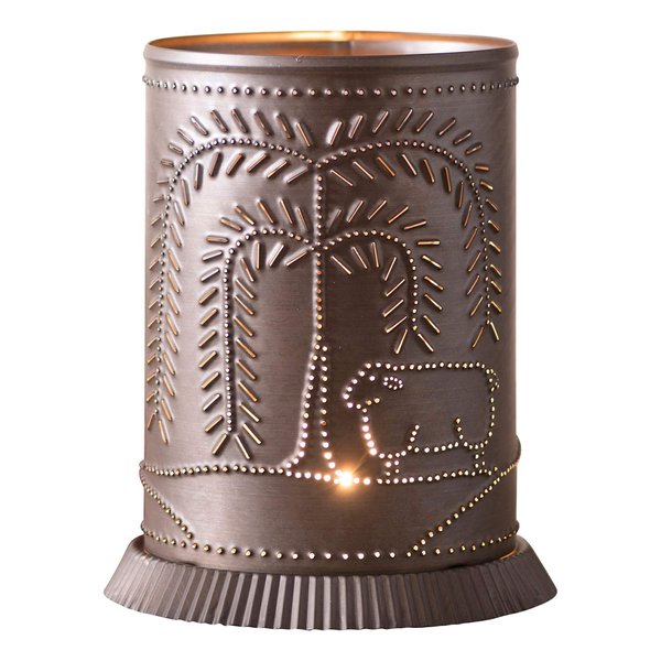 Irvin's Country Tinware Candle Warmer with Willow & Sheep in Kettle Black