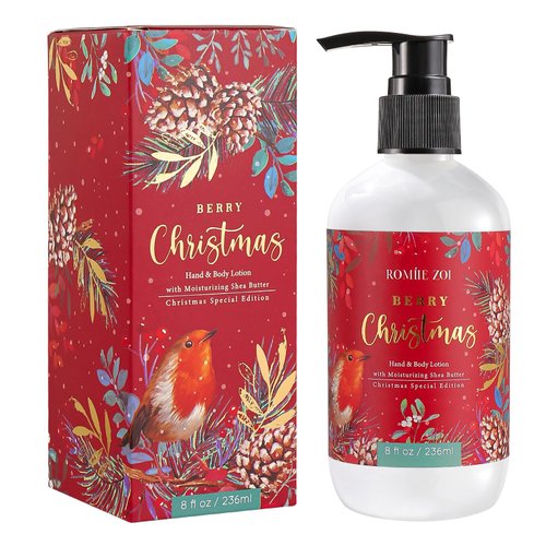 ROMIIE ZOI Christmas Hand & Body Lotion with Moisturizing Shea Butter - Berry Christmas- Infused with Holiday Floral Aroma - 236 ML / 8 FL OZ