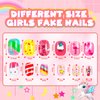 144 Pieces 6 Pack Kids Press on Nails Artificial Fake Nails for Kids Girls Pre Glue Full Cover Short Acrylic False Nail Tips Art Kits Gifts for Kids Girls Nail Art Decoration (Dreamy Pattern)