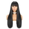 Long Straight Wig with Bangs Natural Black Wigs for Women Fashion Silky Soft Smooth Remy Hair Heat Resistant Fiber Synthetic Wig Machine Made Glueless Full Wig 24 Inch Regular Everyday Wig