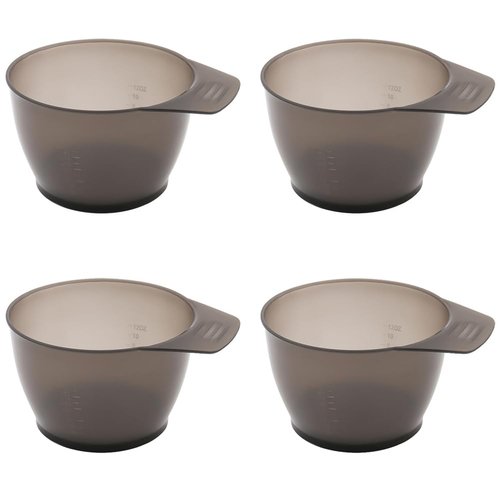 lasenersm 4 Pieces Hair Color Bowl Hair Dye Bowl Hair Color Mixing Bowl Plastic Color Mixing Tint Bowl Applicator Bowl Hair Dyeing Coloring Tools for Home Salon, Transparent Black