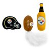 BEST PLUSH CAT TOY NFL PITTSBURGH STEELERS Complete Set of 3 piece Cat Toys filled with Fresh Catnip. Includes: 1 Helmet Cat Toy, 1 Football Cat Toy with Feathers & 1 Beer Bottle. Beautiful Team LOGOS