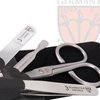 3 Swords Germany - brand quality 3 piece stainless steel INOX manicure pedicure grooming kit set for professional finger & toe nail care scissors file tweezers genuine leather case in gift box (03881)