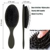 Boar Bristle Hair Brush Travel Detangling Paddle Brush for Curly Fine Straight Wet Dry Hair, Anti-frizz Detangler Brush Boar Nylon Mixed Bristle Brush for Women Men Kids