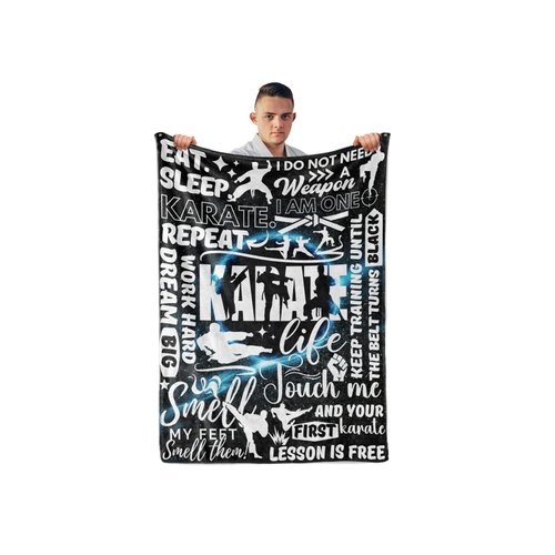 InnoBeta Karate Gifts, Karate Blanket, Gifts for Karate Lovers, Teens, Boys, Friends, Flannel Throw Blanket, 50x65 Inches