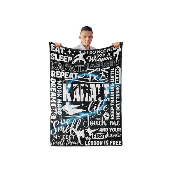 InnoBeta Karate Gifts, Karate Blanket, Gifts for Karate Lovers, Teens, Boys, Friends, Flannel Throw Blanket, 50x65 Inches