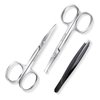 Facial Hair Small Grooming Scissors for Men Women-Curved and Rounded Nose Hair, Eyebrow, Mustache, Eyelashes, Beard Trimming Scissors Kit-Safety Blunt Tip Baby Nail Scissors with Eyebrow Tweezers Set