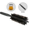 Geiserailie 2 Pieces Round Hair Brush - Thick Bristle Blow Drying Brush for Short Hair, Wet or Dry Use, with Massage Head (Black)