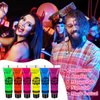 6 Color Glow in The Dark Face Paint, UV Blacklight Neon Hot Pink Face Body Paint, Glow In The Dark Under UV Lighting Party Makeup Washable, for Festivals Party Halloween Christmas(1/2FL.OZ)