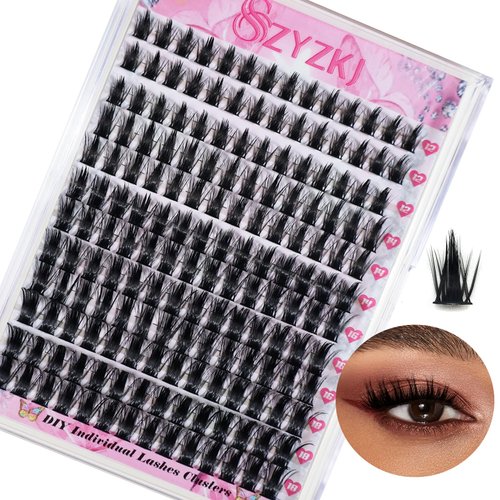 SZYZKJ Lash Clusters 3D Multilayered DIY Cluster Eyelash Extensions 144pcs D Curl 12-18mm Mix Individual Lashes Cluster (C Honey 12-18mm-D)