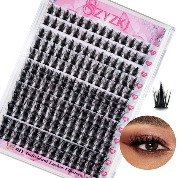 SZYZKJ Lash Clusters 3D Multilayered DIY Cluster Eyelash Extensions 144pcs D Curl 12-18mm Mix Individual Lashes Cluster (C Honey 12-18mm-D)