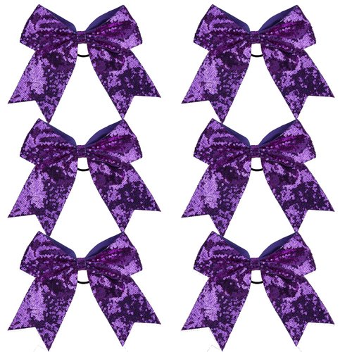 Metallic Sequin and Holographic 8 Inch Cheer Bow Cheerleader Cheerleading Jumbo Cheer Bow Hair Ti...