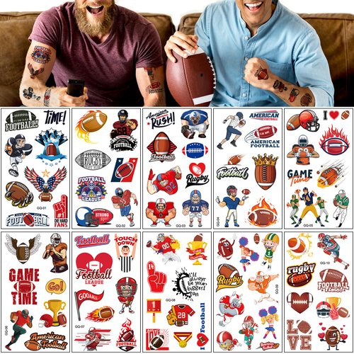 80 PCS American Football Temporary Tattoos stickers Football Theme birthday party Discounts Favors decoration supplies be used for rugby match supplies Tattoo Stickers Kids School Prizes Carnival