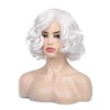 Baruisi Short Curly White Wig for Women Synthetic Natural Wavy Costume Wig for Cosplay Party