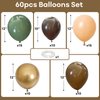 Green and Brown Balloons, 60 PCS Sage Green Gold Brown Latex Balloons Woodland Camo Army Olive Green Dark Brown Coffee Nude Gold Party Balloon for Jungle Safari Woodland Hunting Birthday Decorations