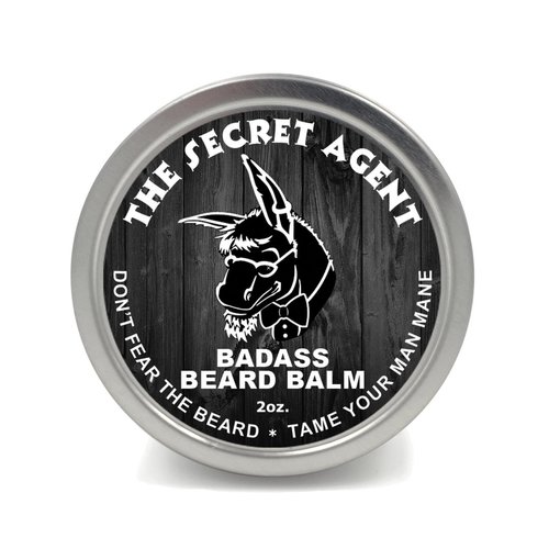 Badass Beard Care Beard Balm - Secret Agent Scent, 2 oz - All Natural Ingredients, Keeps Beard and Mustache Full, Soft and Healthy, Reduce Itchy and Flaky Skin, Promote Healthy Growth