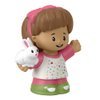 Little People Fisher-Price Figure for Toddler Dollhouse Playset - HXC05 - Little Girl Mia Figure with Brown Hair and Pink Hair Bow - Holding a White Bunny Rabbit